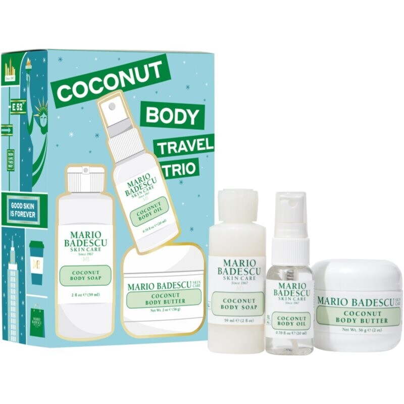 Mario Badescu Coconut Body Travel Trio gift set for soft and smooth skin