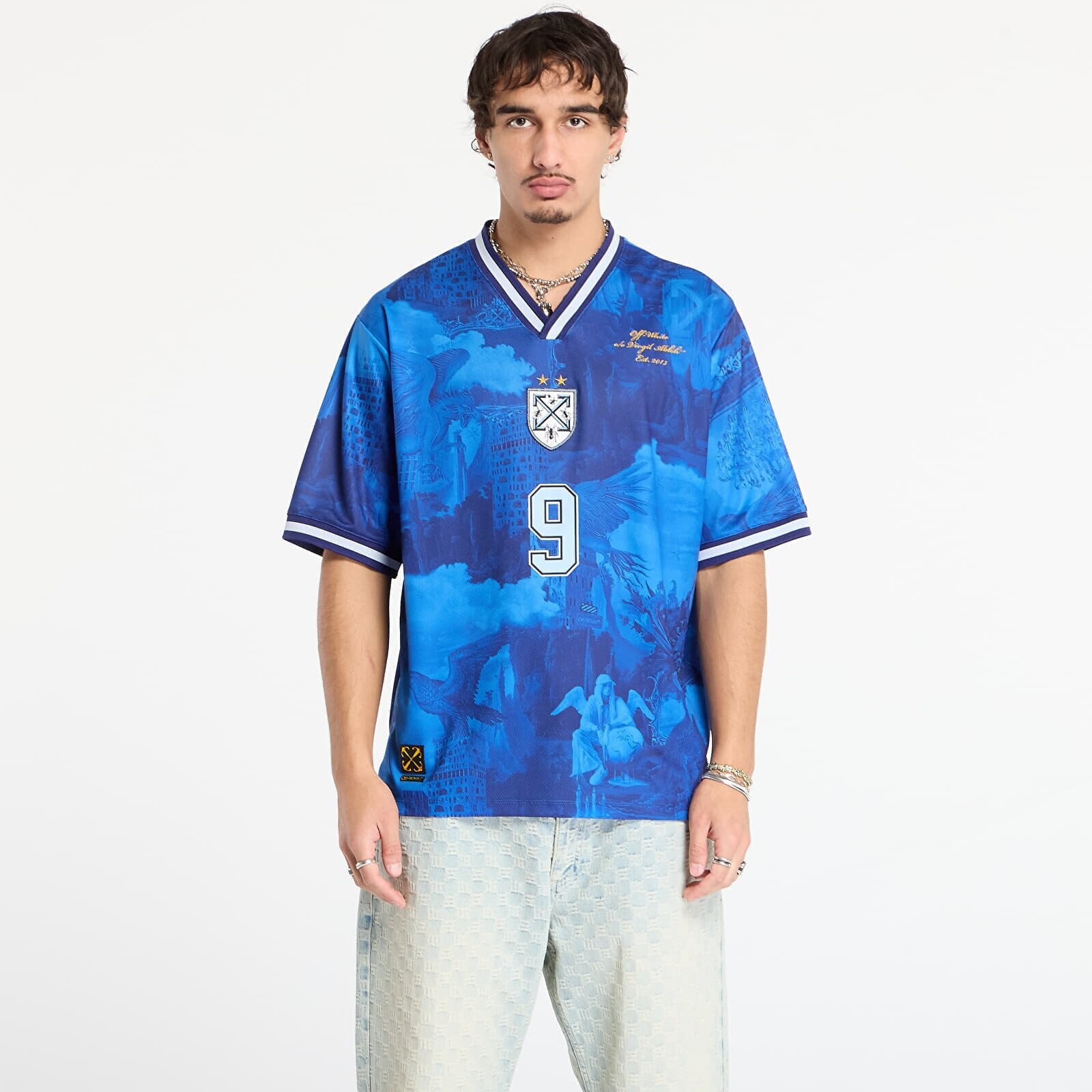 T-shirt Off-White World Paint Soccer S/S Tee Nautical Blue L