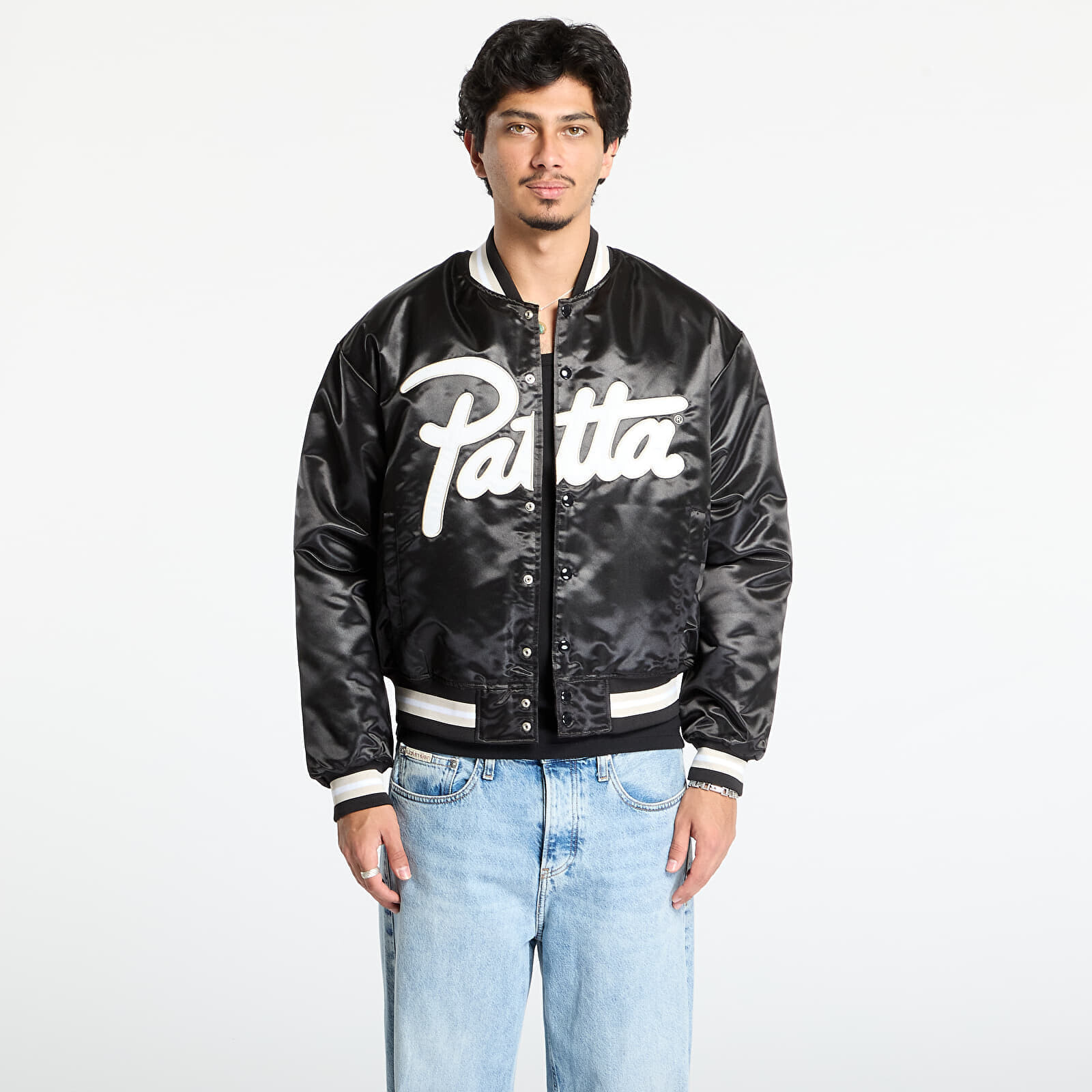 Jacket Patta Script Logo Satin Varsity Jacket UNISEX Black L