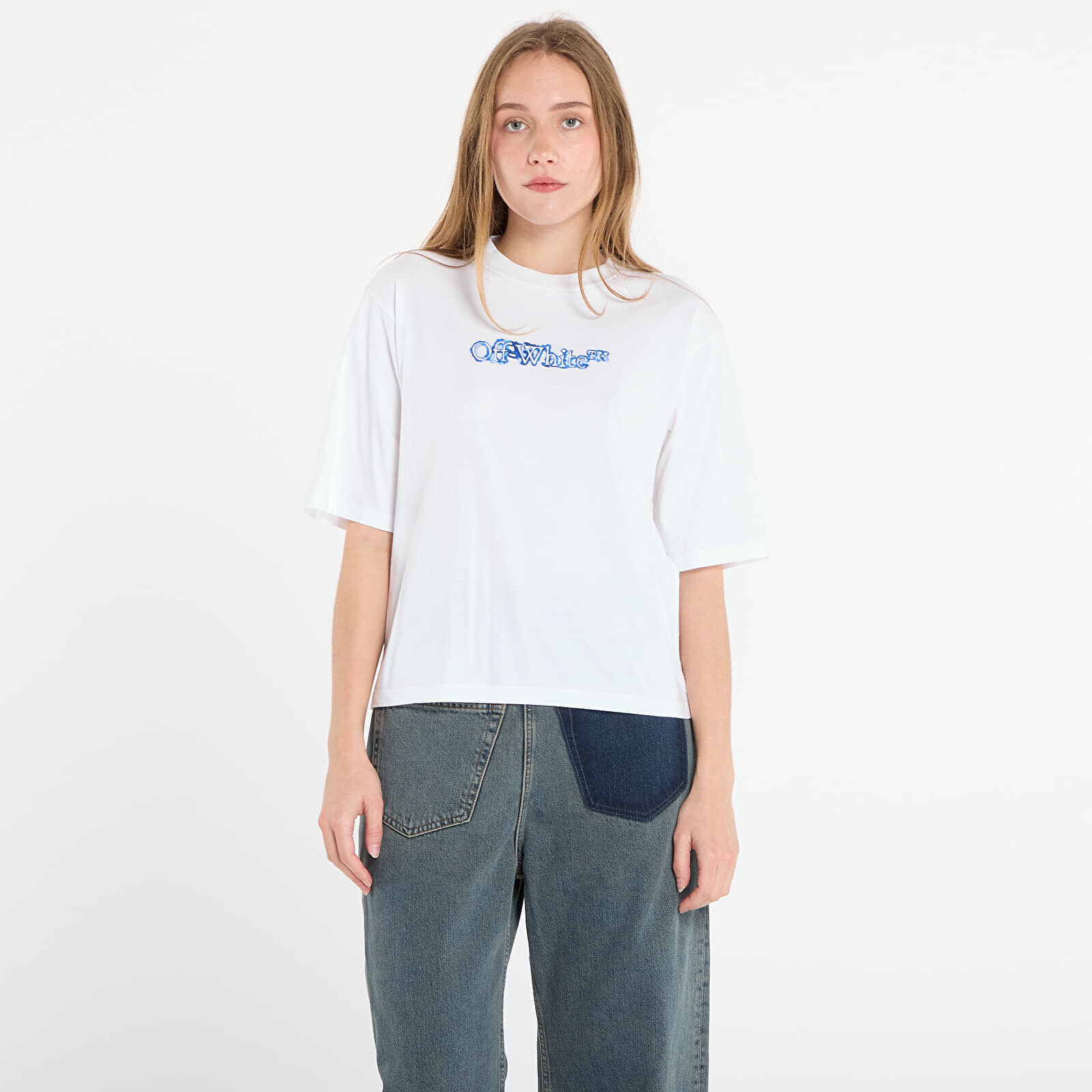 T-shirt Off-White Cloudy Arrow Boxy Tee White/ Electric Blue XS