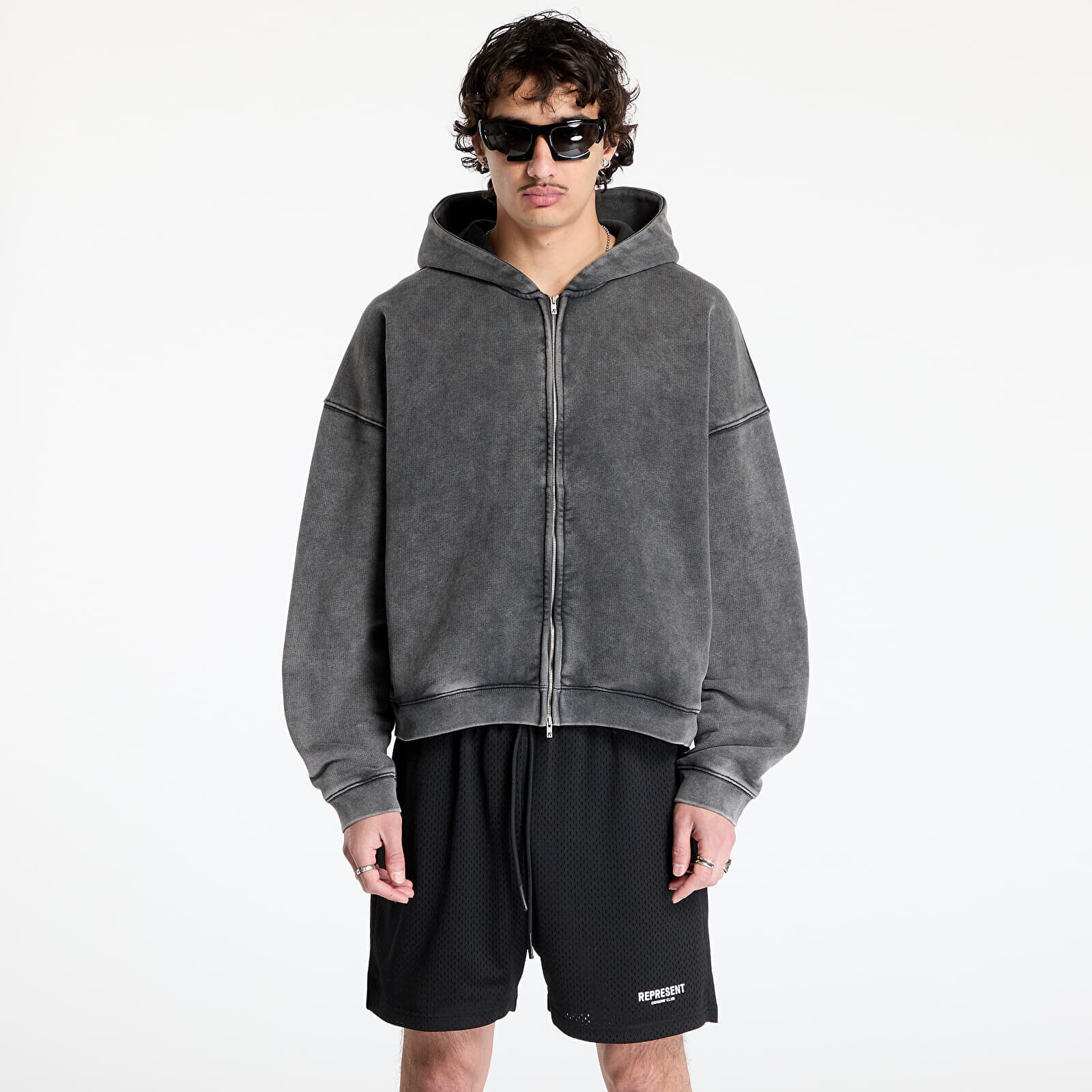 Sweatshirt REPRESENT Initial Boxy Zip Hoodie Vintage Grey XL