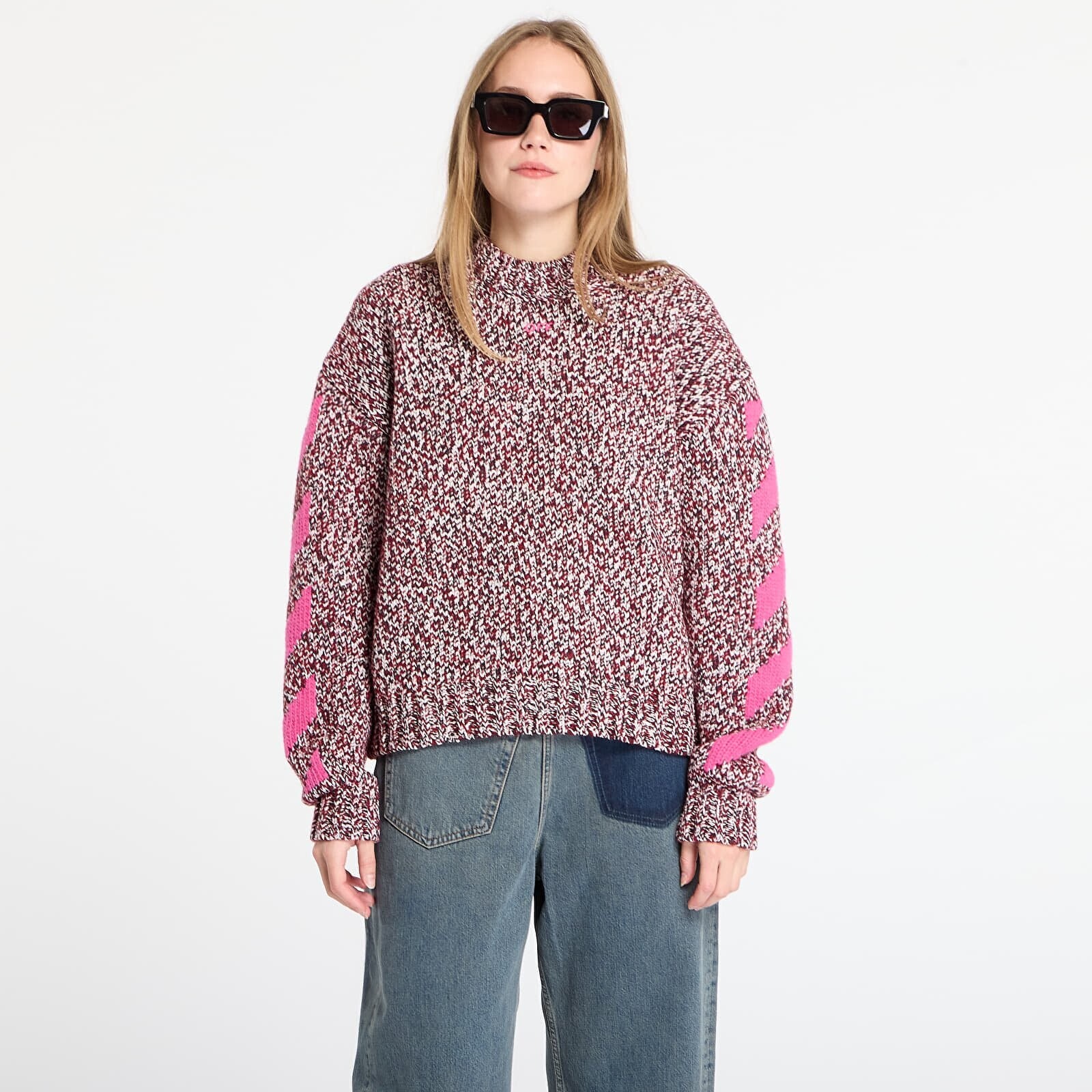 Sweater Off-White Mouline Arrow Knit Crewneck Red Dahlia M