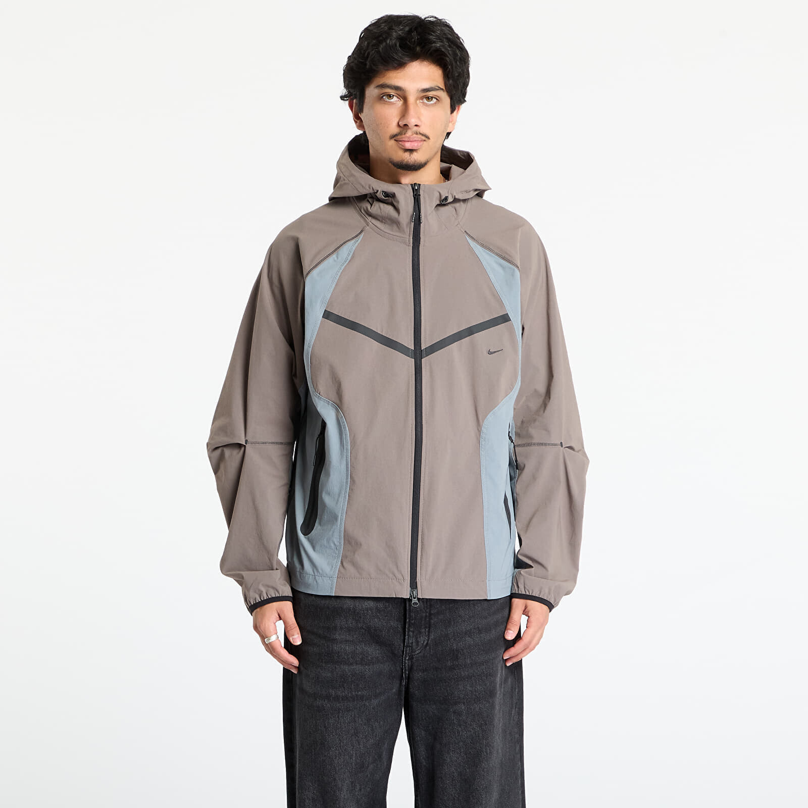 Jacket Nike Tech Men's Dri-FIT Woven Color-Block Windrunner Loose Jacket Cave Stone/ Cool Grey/ Black S