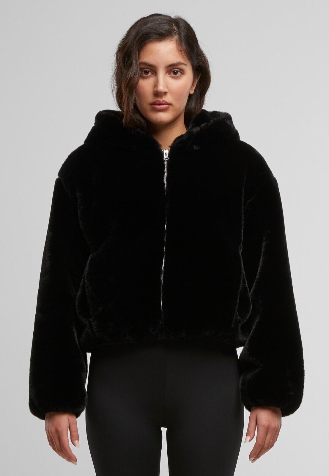 Urban Classics - Ladies Full Zip Faux Fur Black - Jacket