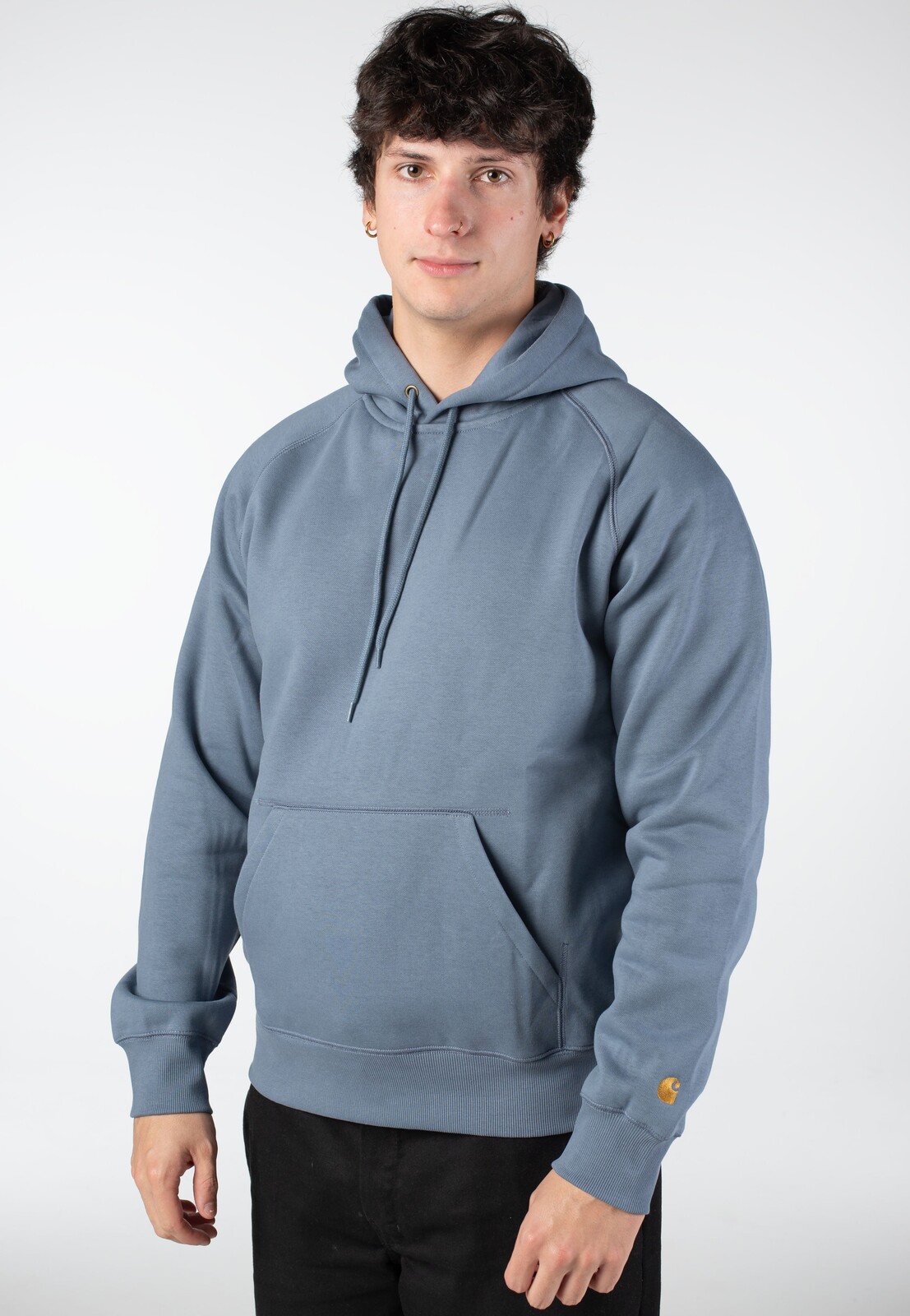 Carhartt WIP - Hooded Chase Angelite/Gold - Hoodie - blue - L - 59% Cotton, 41% Polyester,Sweat