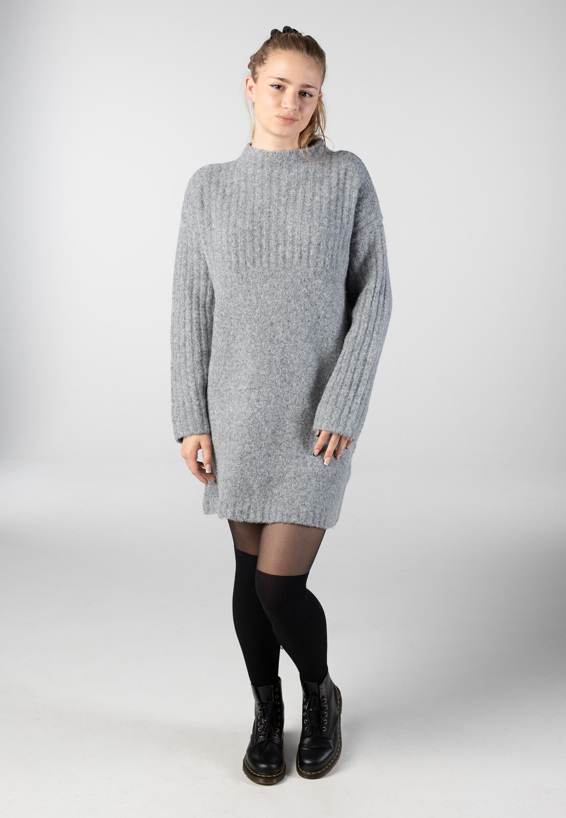 Noisy May - Nyla L/S High Neck Medium Grey Melange - Dress
