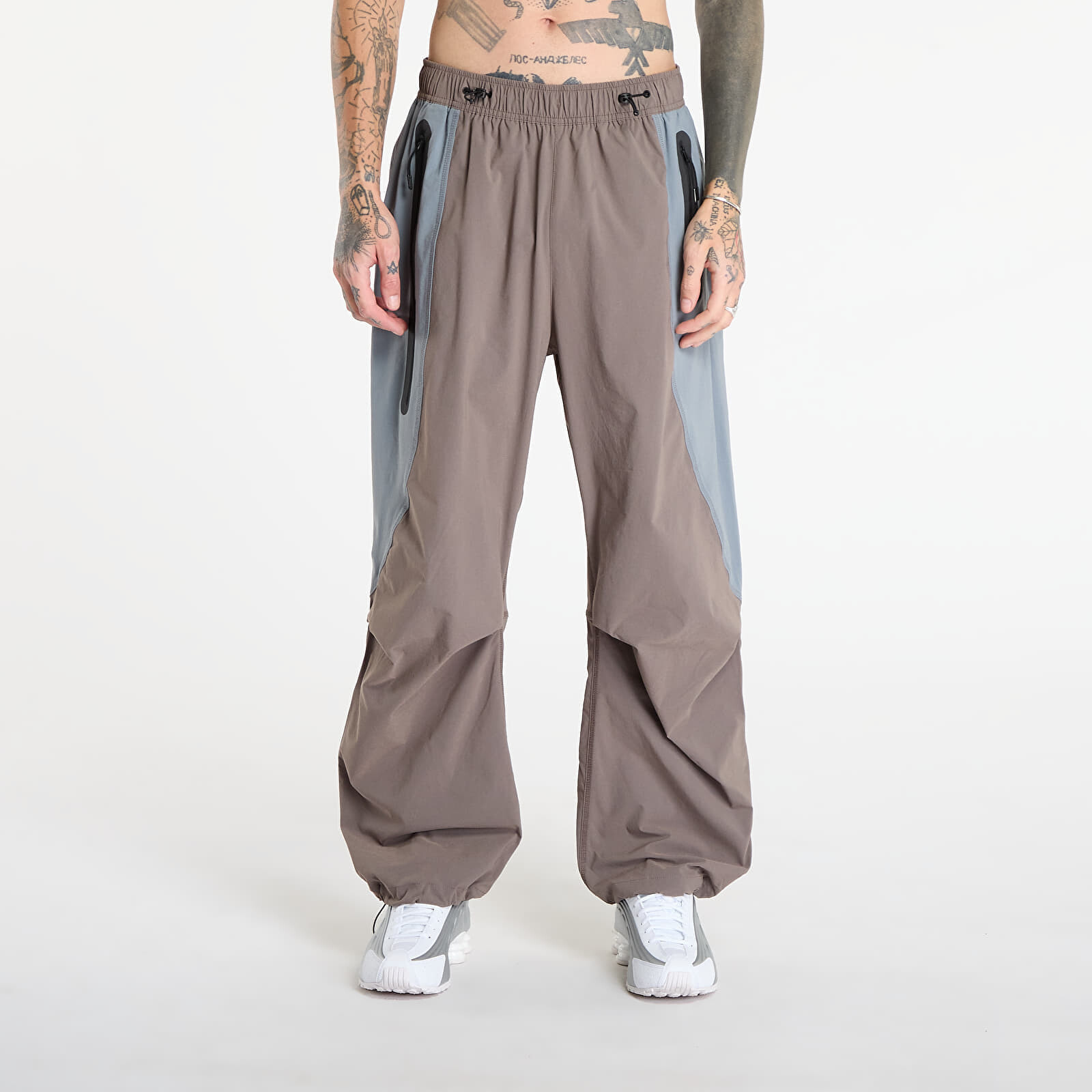 Pants Nike Tech Men's Dri-FIT Woven Color-Block Oversized Pants Cave Stone/ Cool Grey/ Black S