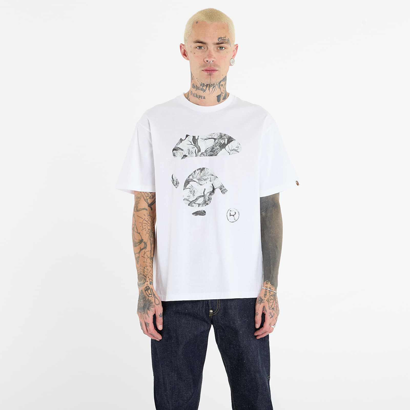 T-shirt A BATHING APE Tree Edge Camo Ape Face Tee UNISEX White XL
