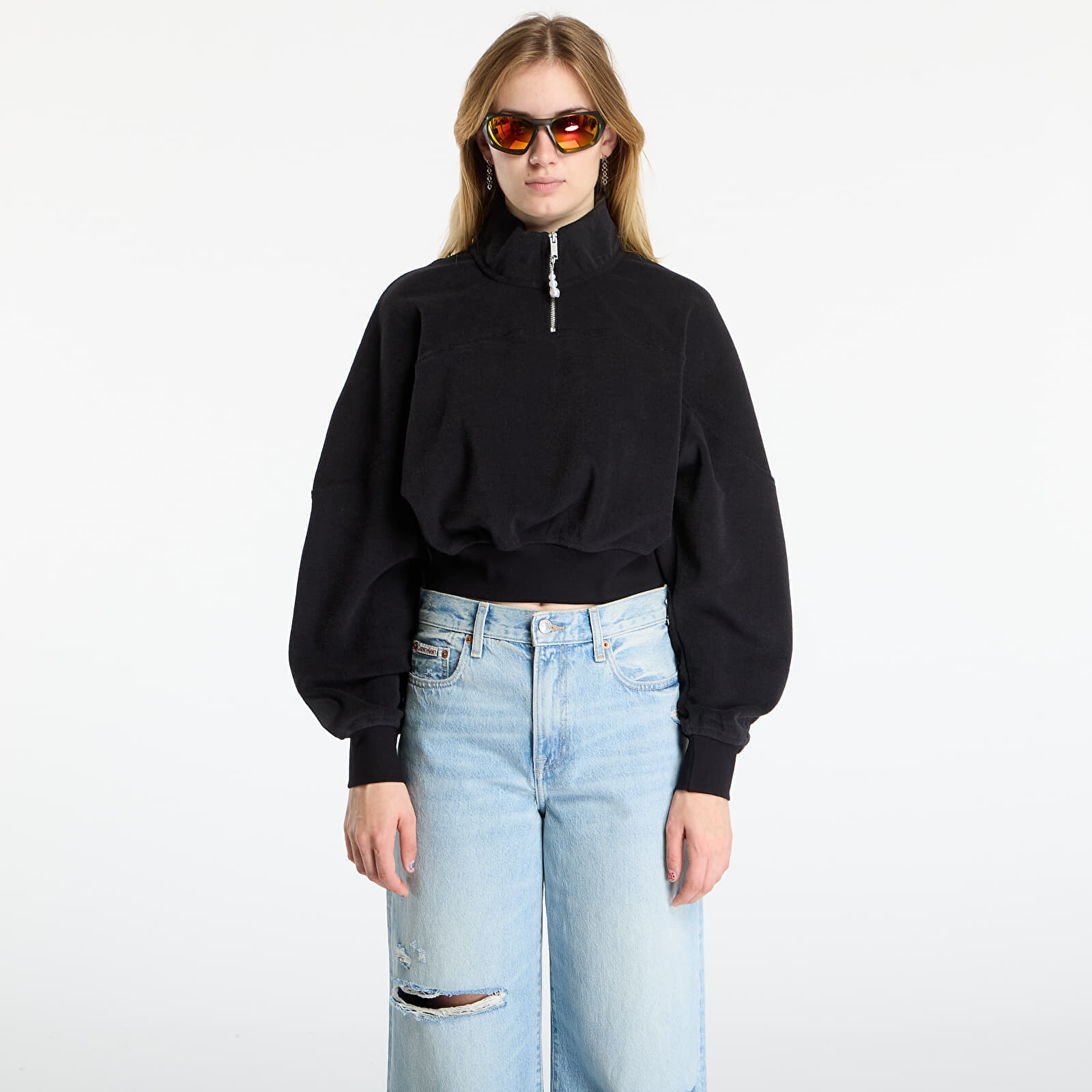 Tank top Jordan Flight Fleece Women's Quarter-Zip Top Black/ Black L