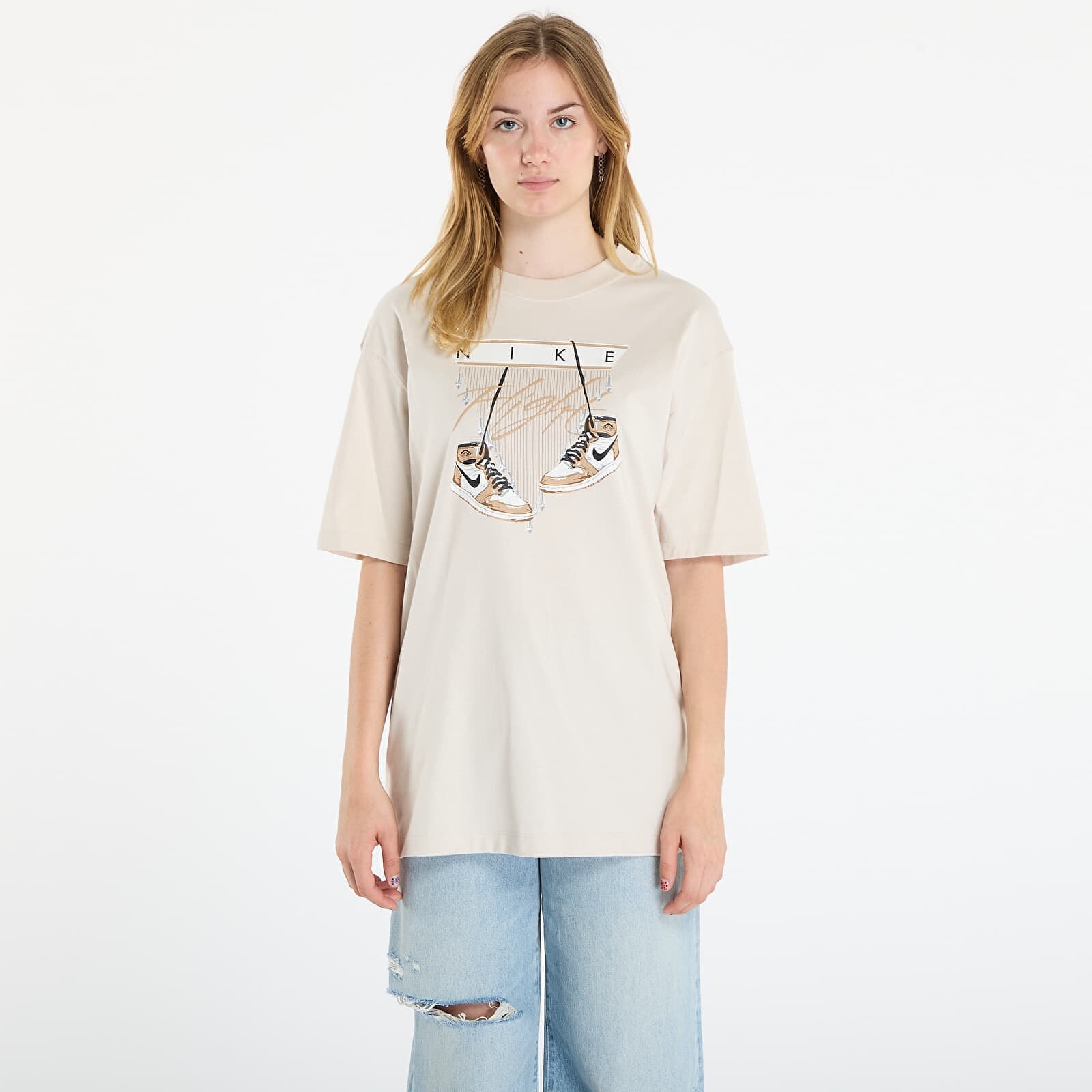 T-shirt Jordan Flight Women's Oversized T-Shirt Lt Orewood Brn/ Sail/ Black XL