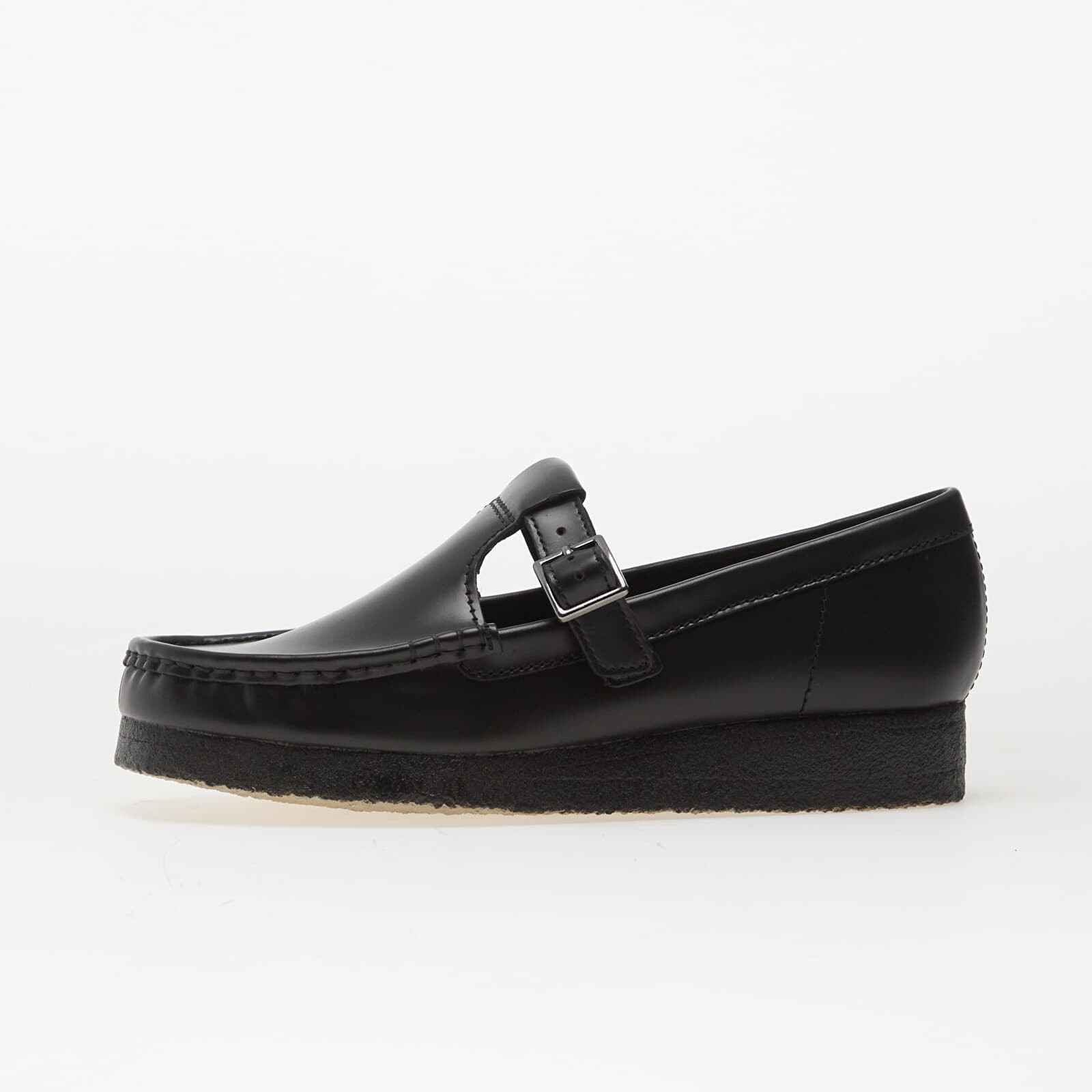 Sneakers Clarks Originals Wallabee T Bar Blk HiShine Lea UK 6.5