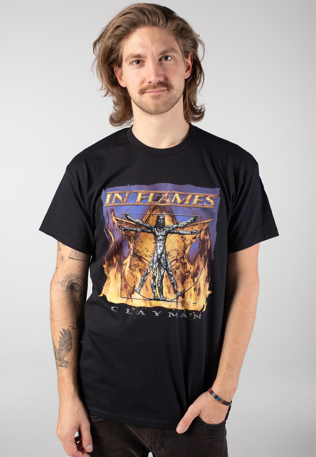 In Flames - Clayman Cover - T-Shirt - black - L - 100% Cotton,Jersey