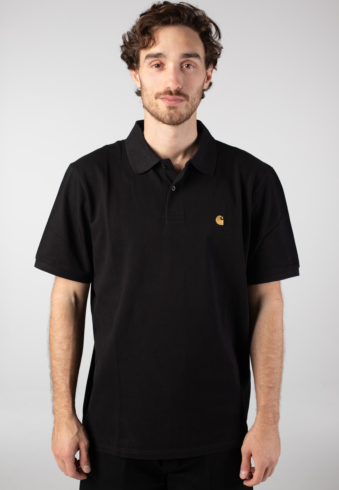 Carhartt WIP - Chase Pique Black/Gold - Polo - black - L - 100% Cotton,Cotton