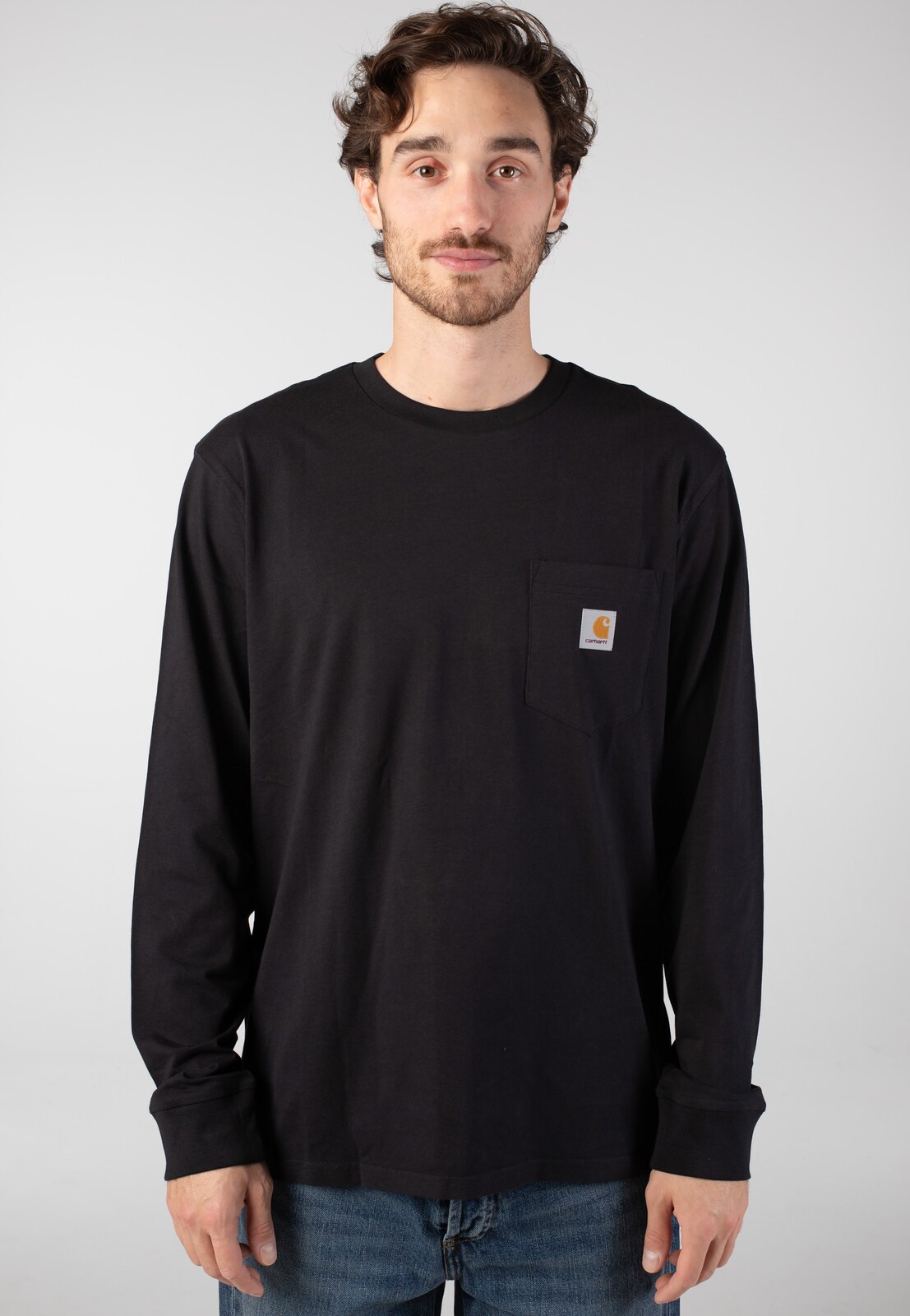 Carhartt WIP - Pocket Black - Longsleeve - black - L - 100% Cotton,Jersey