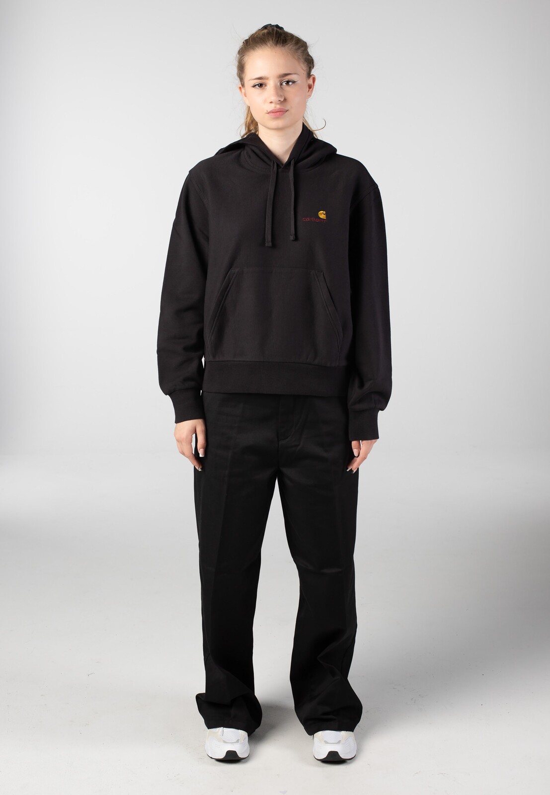 Carhartt WIP - W' American Script Black - Hoodie - black - S - 75% Cotton, 25% Polyester,Sweat