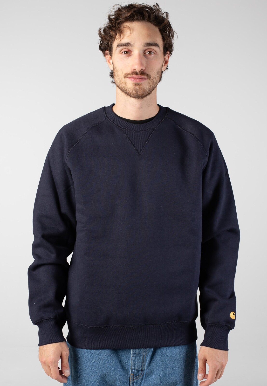 Carhartt WIP - Chase Dark Navy/Gold - Sweater - gid://shopify/Metaobject/122014793965 - L - 59% Cotton, 41% Polyester,Sweat