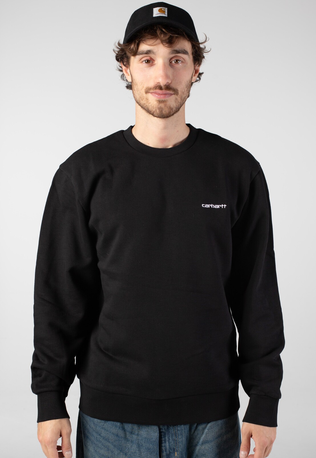 Carhartt WIP - Script Embroidery Black/White - Sweater - black - L - 100% Cotton,Sweat