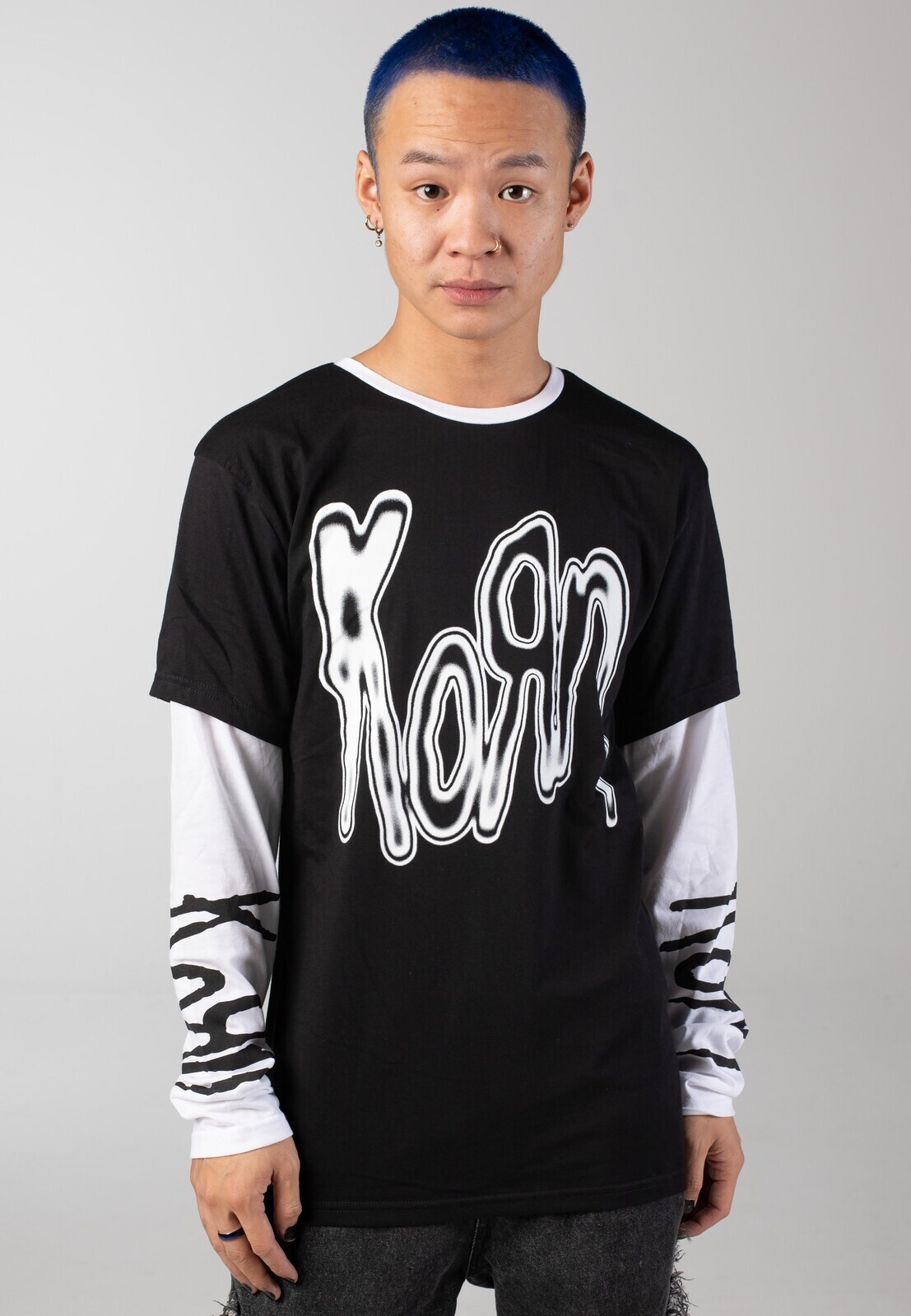 Korn - Metallic Logo - Longsleeve - black - L - 65% Cotton, 35% Polyester,Jersey