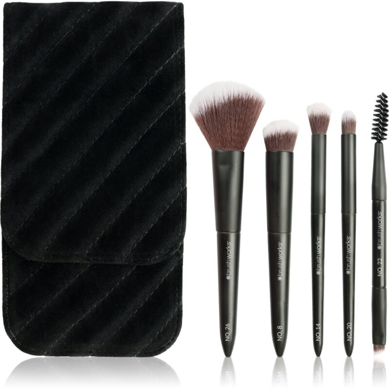 Brushworks Mini Travel Face & Eye Brush Set travel brush set with bag