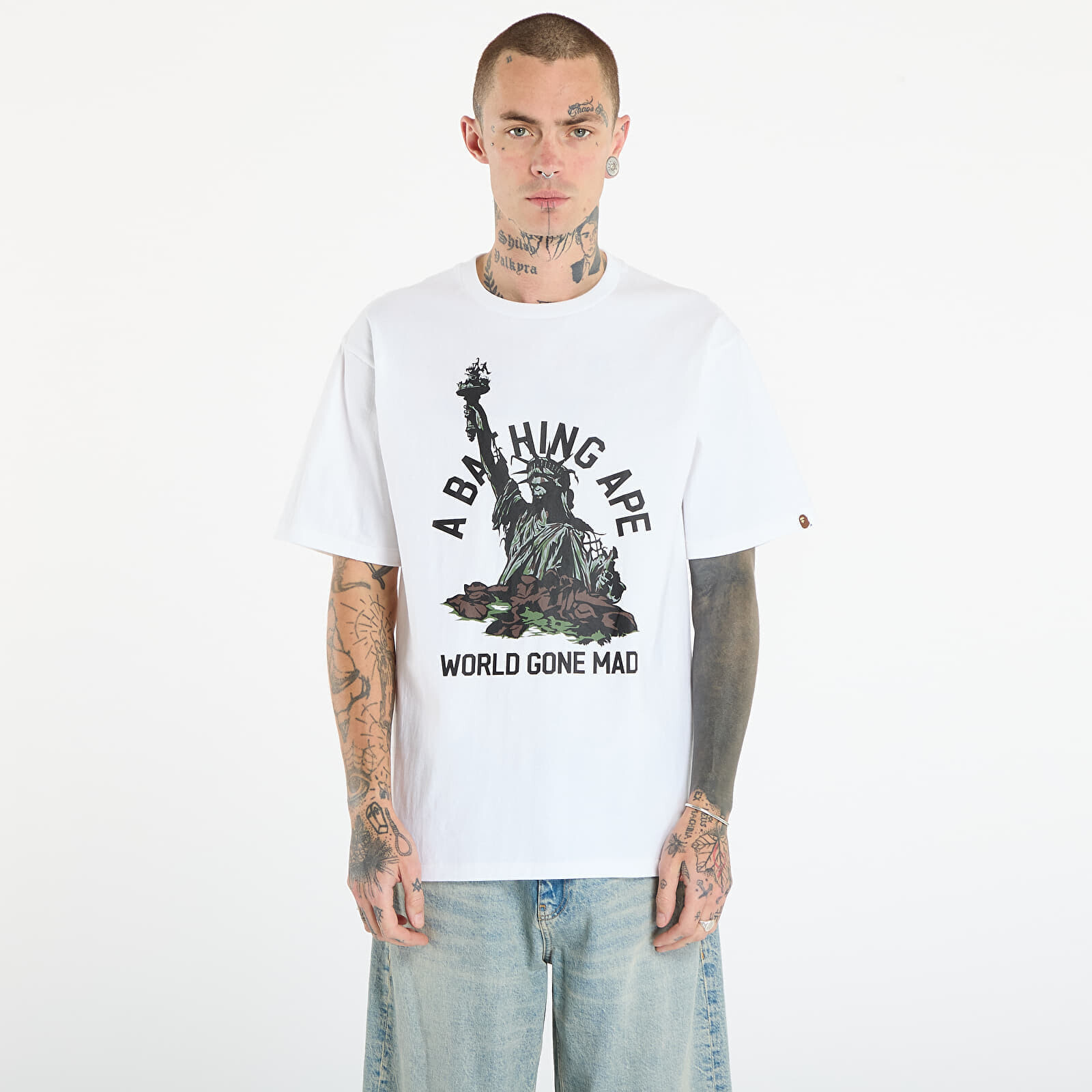 T-shirt A BATHING APE Statue Of Liberty Tee UNISEX White XXL