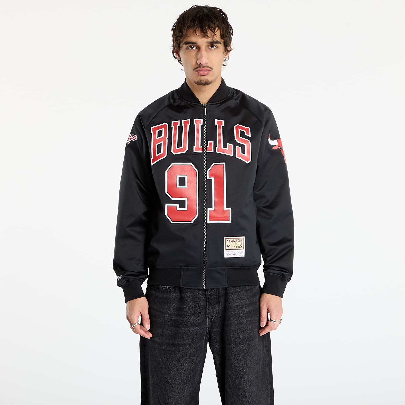 Jacket Mitchell & Ness NBA Maxxed Out Satin Jacket Bulls Dennis Rodman Black L