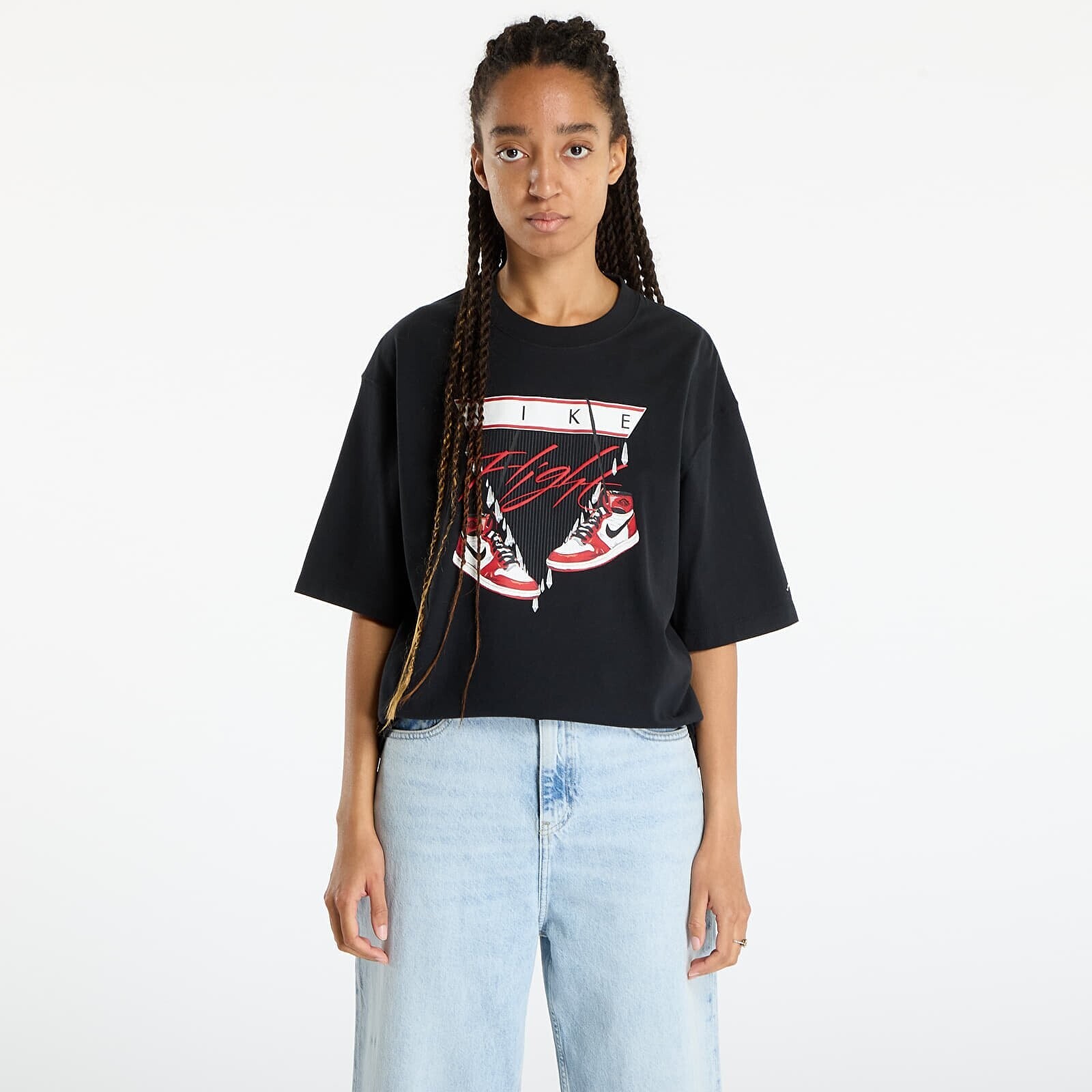 T-shirt Jordan Flight Women's Oversized T-Shirt Black/ Varsity Red XL