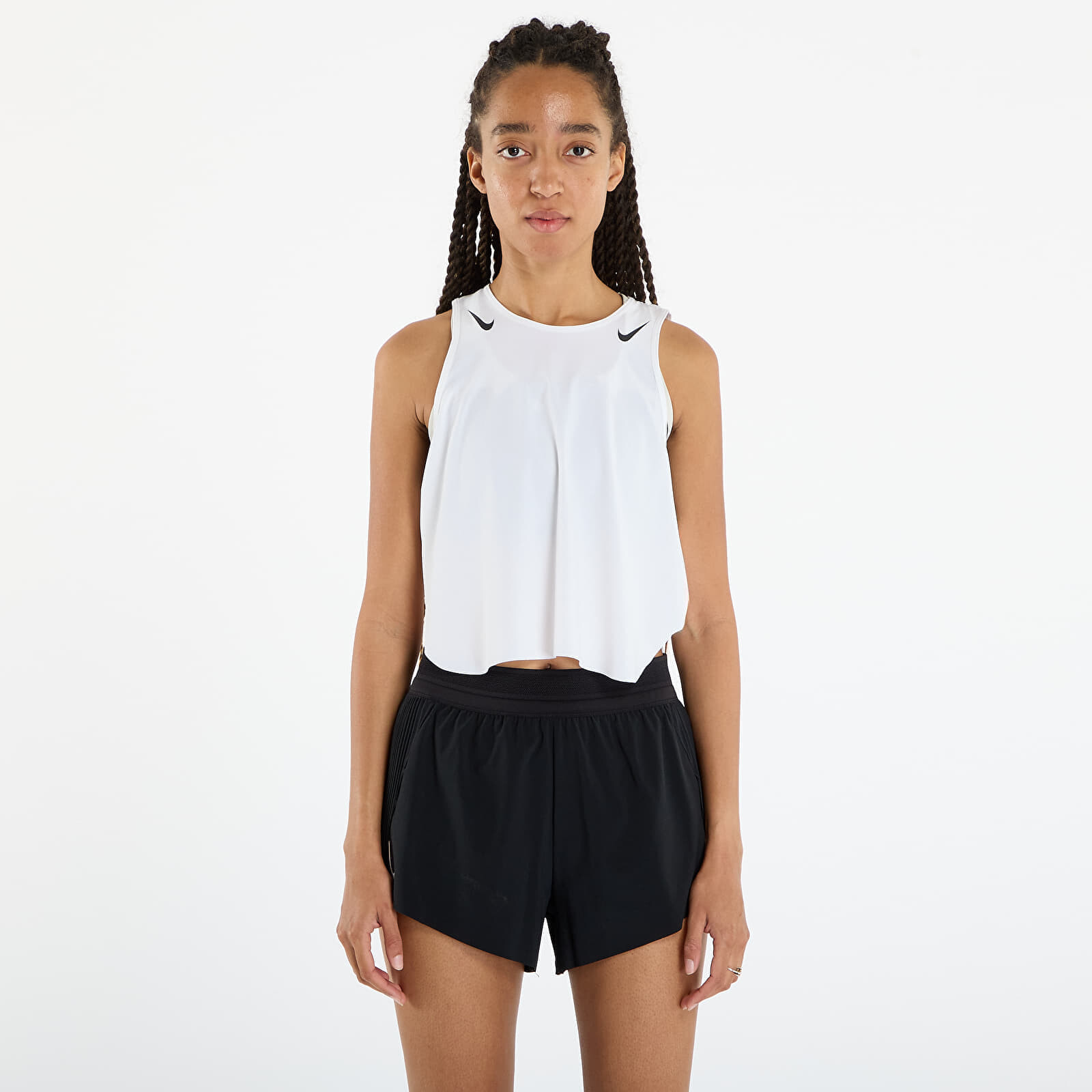 Tank top Nike AeroSwift Women's Dri-FIT ADV Cropped Running Tank Top White/ Black L