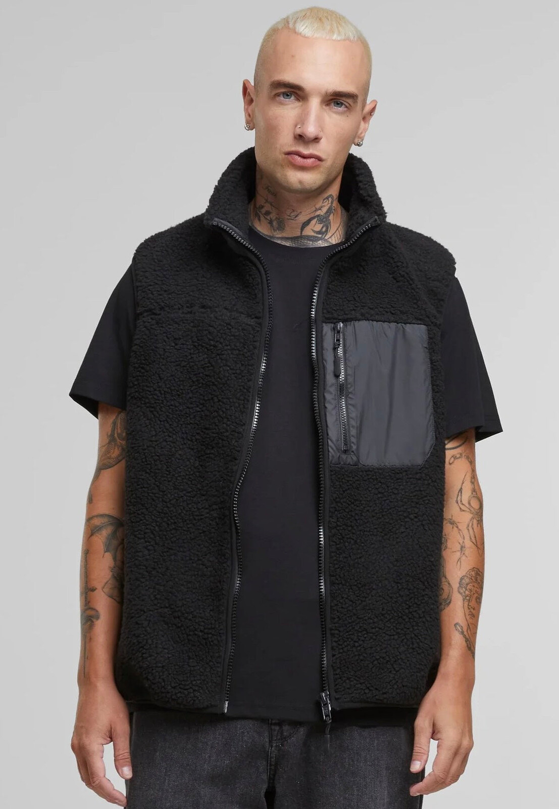 Urban Classics - Sherpa Black - Vest - black - S - 100% Polyester,Fleece