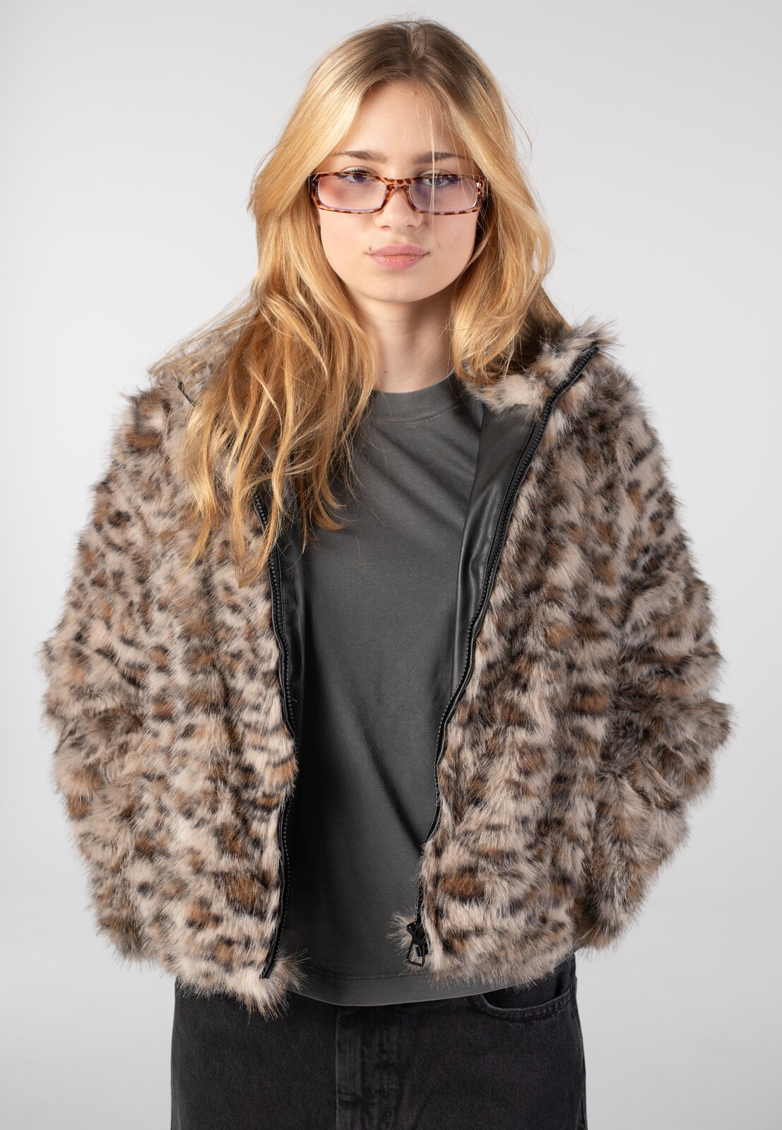 Noisy May - Jennifer Fur Birch Leo - Jacket - brown - L - 100% Polyester