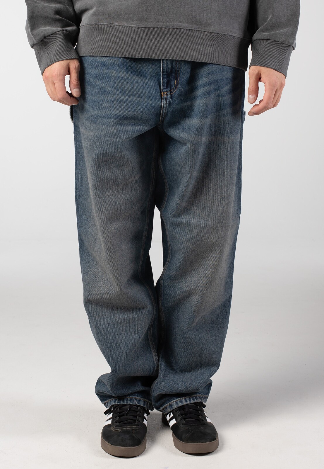 Carhartt WIP - Single Knee Worn Used Wash Blue - Pants - blue - W32 / L32 - 100% Cotton,Cotton