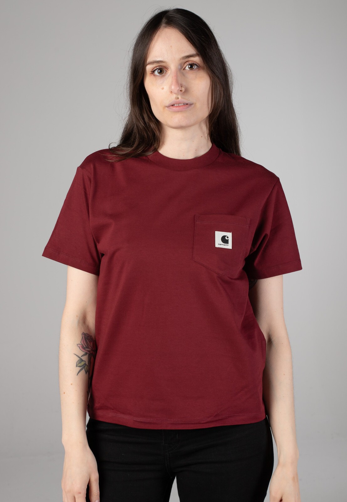 Carhartt WIP - W' Pocket Marsala - T-Shirt - red - S - 100% Organic Cotton,Jersey