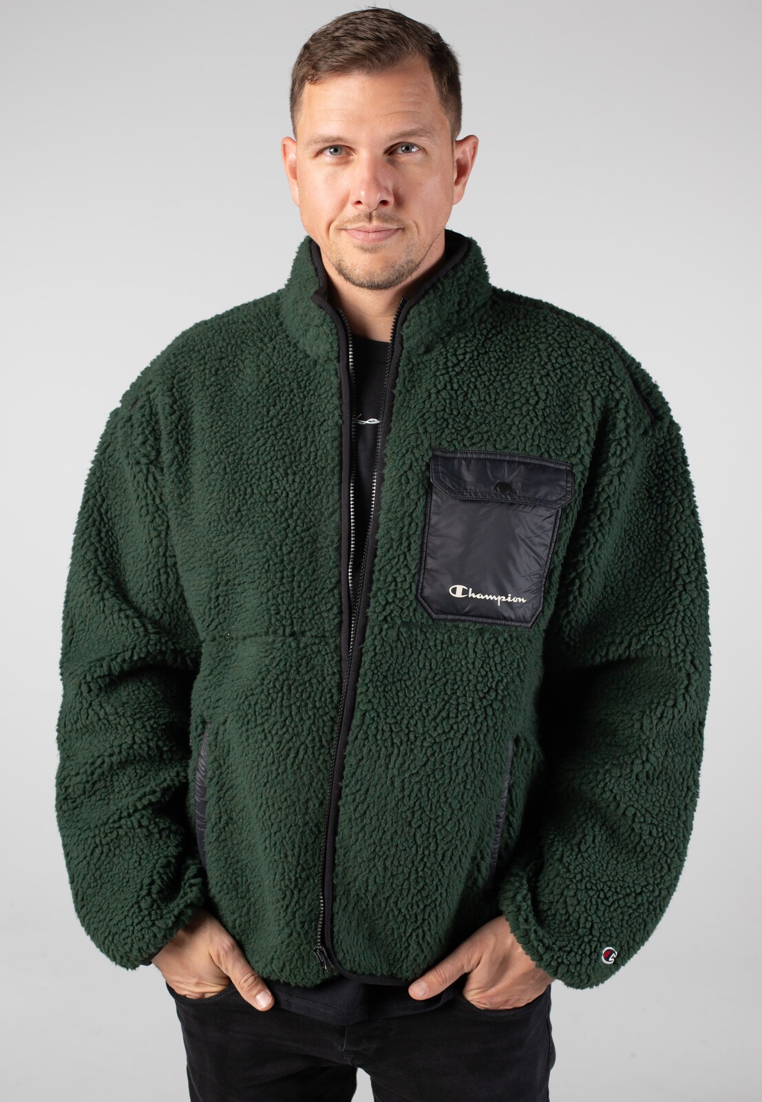 Champion - Hooded SPN/NBK - Zipper - green - L - 100% Polyester,Sweat