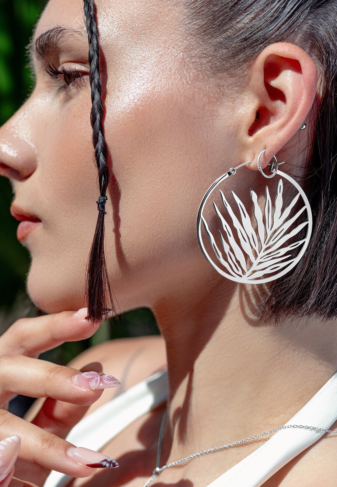 Wildcat - Noble Leaf Hoops Pair Silver - Earrings