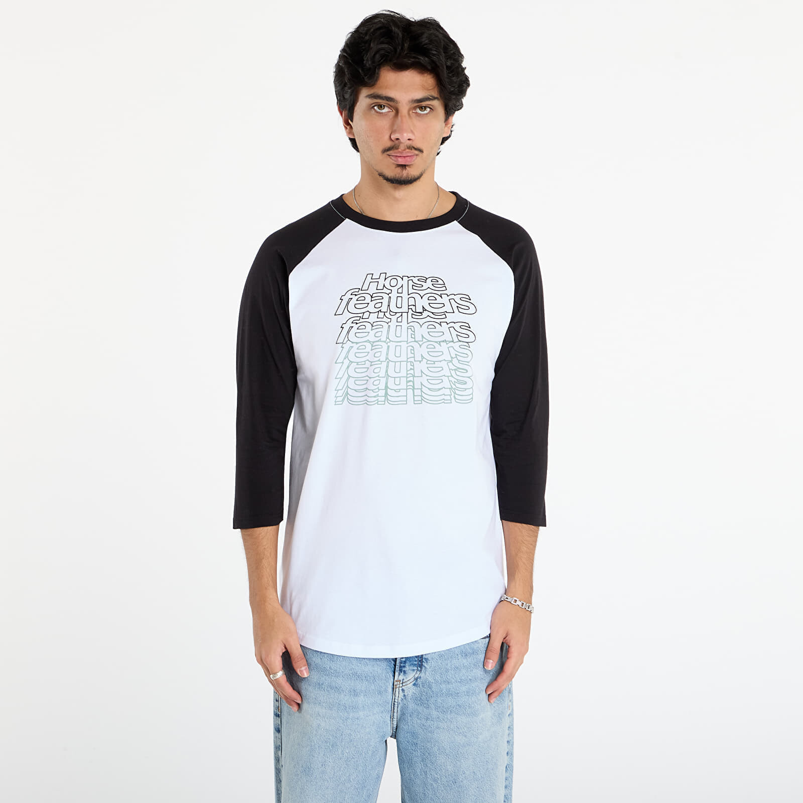 T-shirt Horsefeathers Rollin Raglan T-Shirt White/ Black L