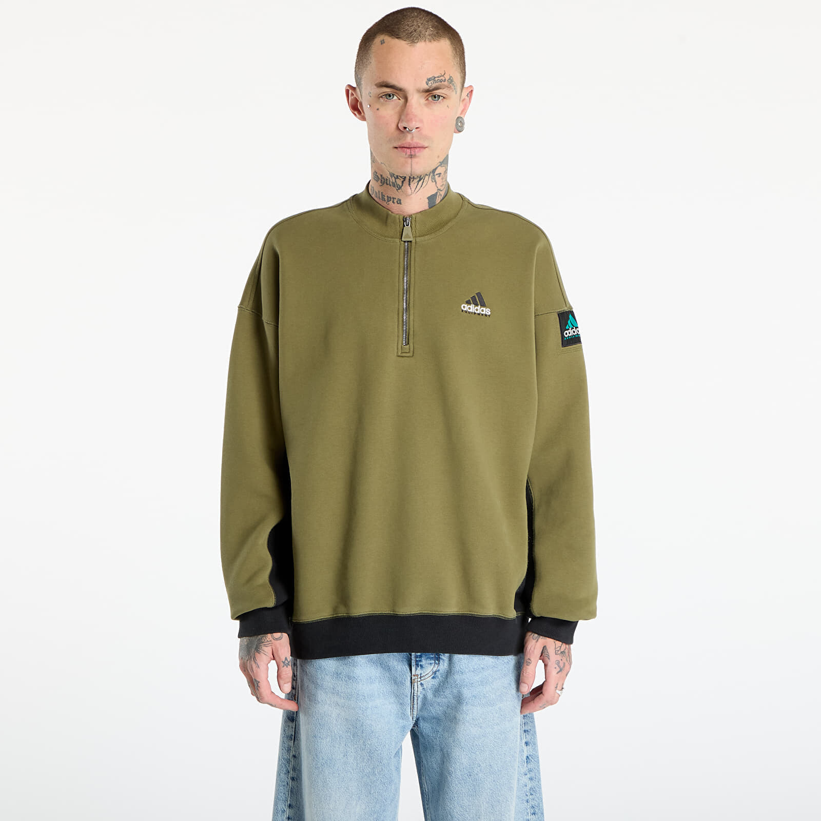 Sweatshirt adidas Equipment Blocked Half-Zip Focus Olive S