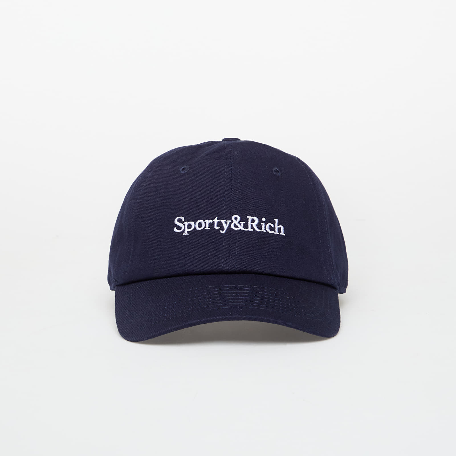 Sporty & Rich Serif Logo Hat Dark Navy Universal