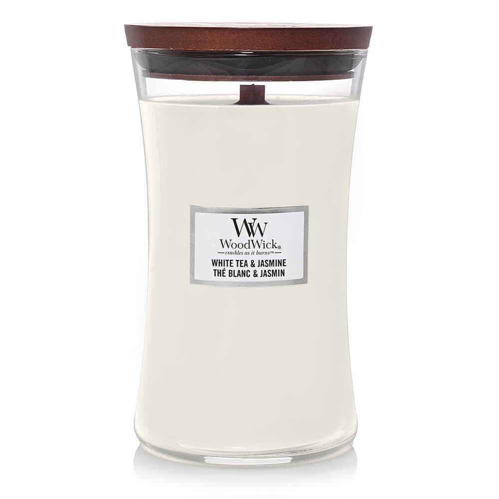 Woodwick Large Hourglass Candle White Tea & Jasmine Universal