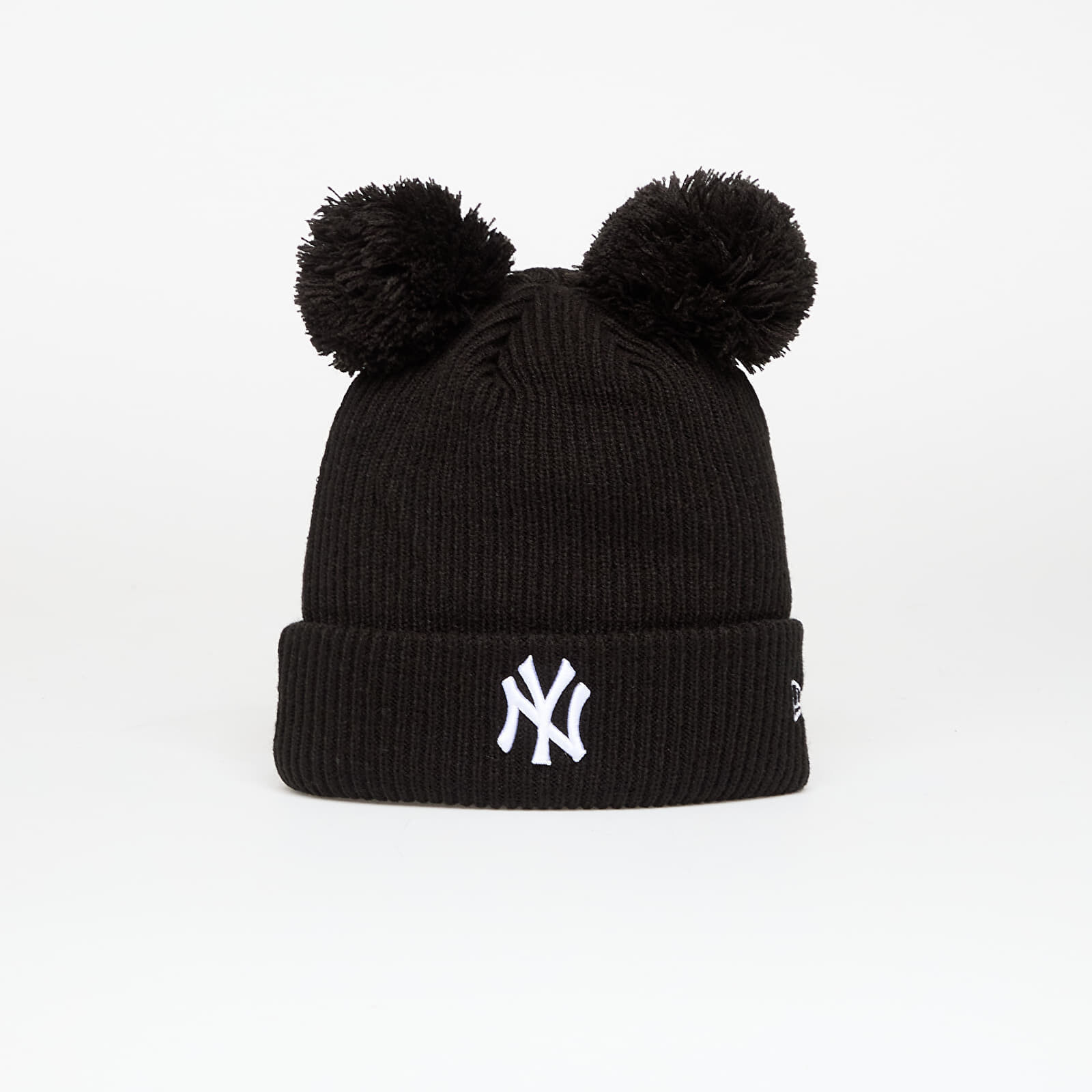 New Era New York Yankees Womens MLB Double Pom Cuff Knit Beanie Hat Black Universal