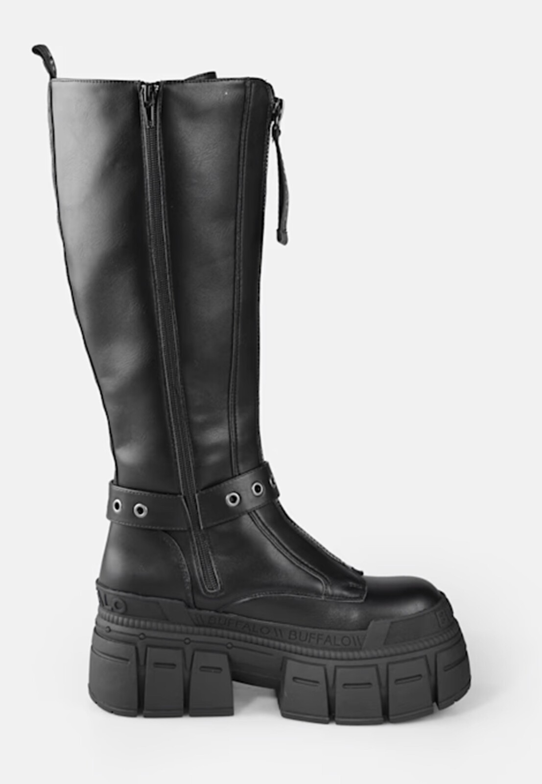 Buffalo - Gospher Biker Hi Vegan Nappa Black - Girl Shoes - black - EU 36 - Synthetic/Textile/Rubber,Fake Leather