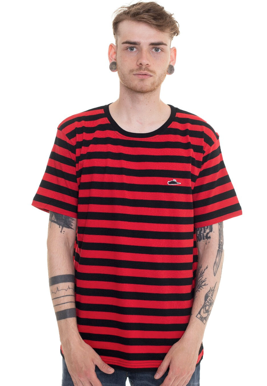 Atticus - Frame Stripe Black/Red - T-Shirt - black - L - 100% Cotton