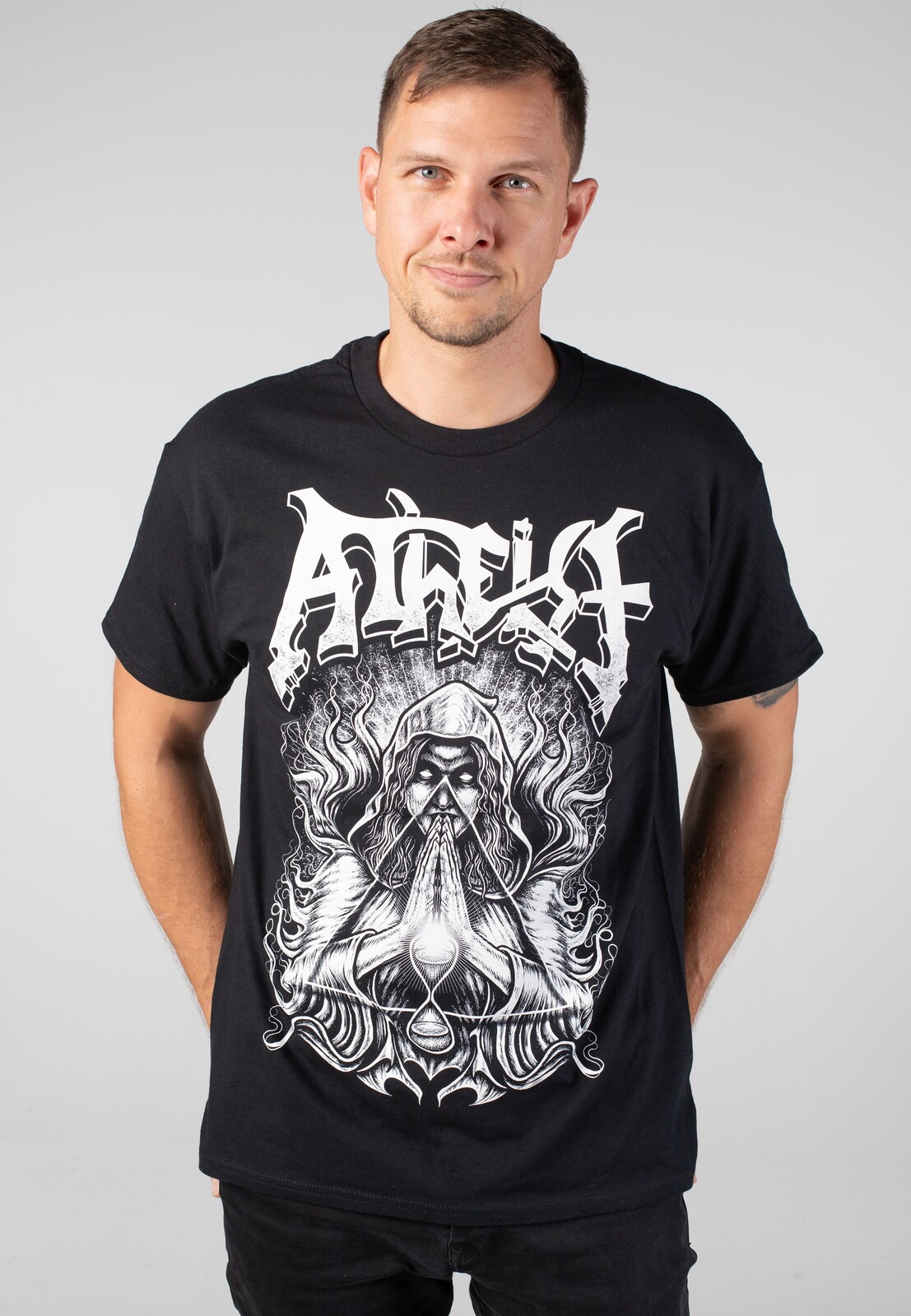 Atheist - Hourglass BW - T-Shirt - black - L - 100% Cotton,Jersey
