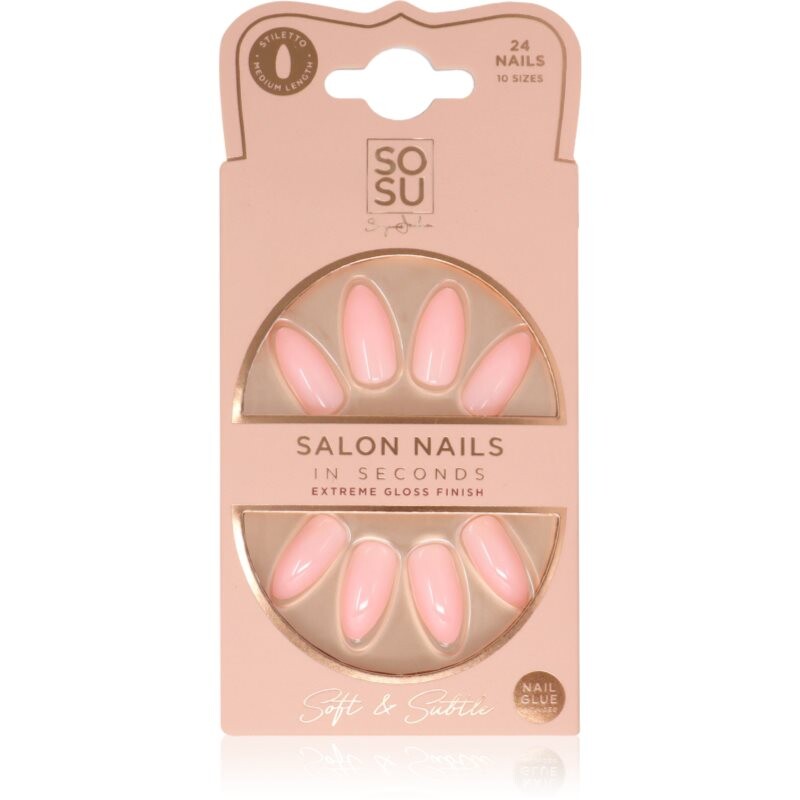 SOSU Cosmetics Salon Nails false nails shade Soft & Subtle 24 pc