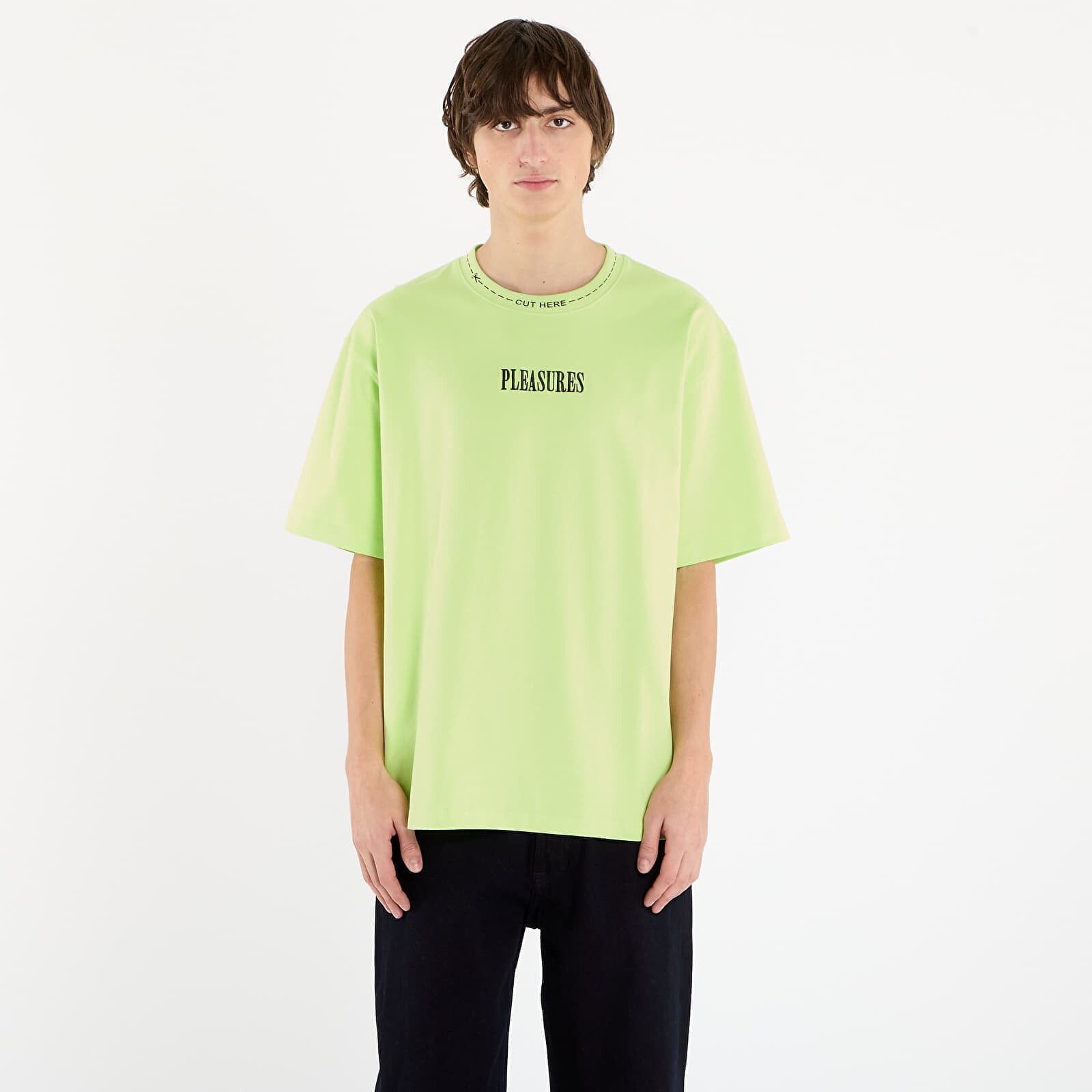 T-shirt PLEASURES Cut Here Heavyweight Shirt Lime XL