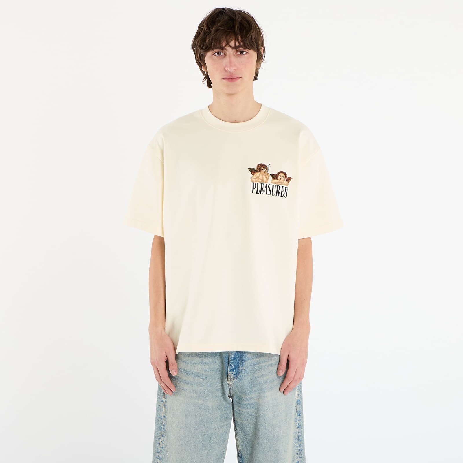 T-shirt PLEASURES Dynamic Short Sleeve Crewneck Ecru S