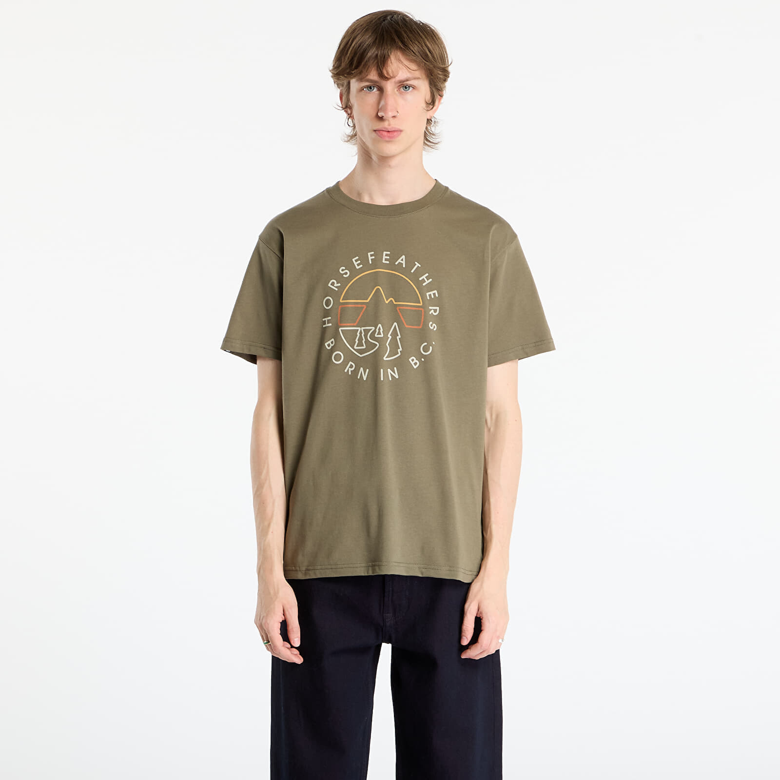 T-shirt Horsefeathers Line Circle T-Shirt Burnt Olive M