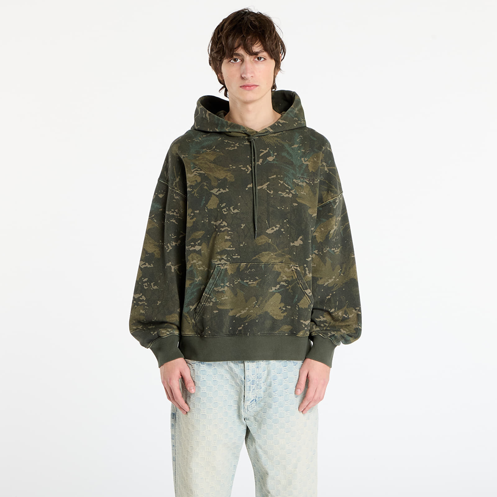 Sweatshirt Carhartt WIP Hooded Benton Sweat Camo Combi/ Green Garment Dyed XL