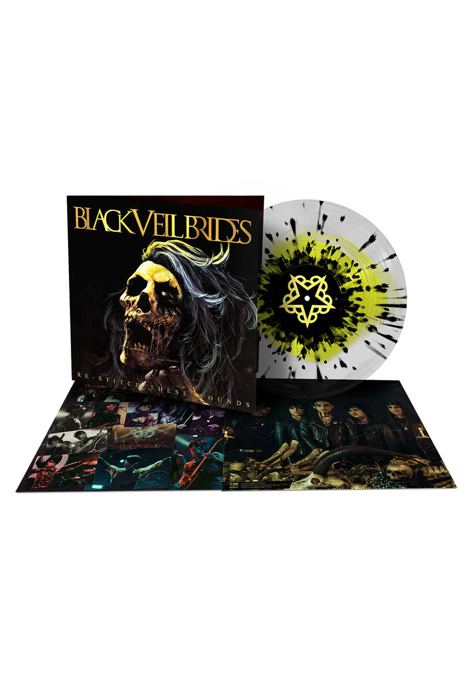 Black Veil Brides - Re-Stitch These Wounds Ltd. Ultra Clear/Neon Yellow w/ Black - Splattered Vinyl