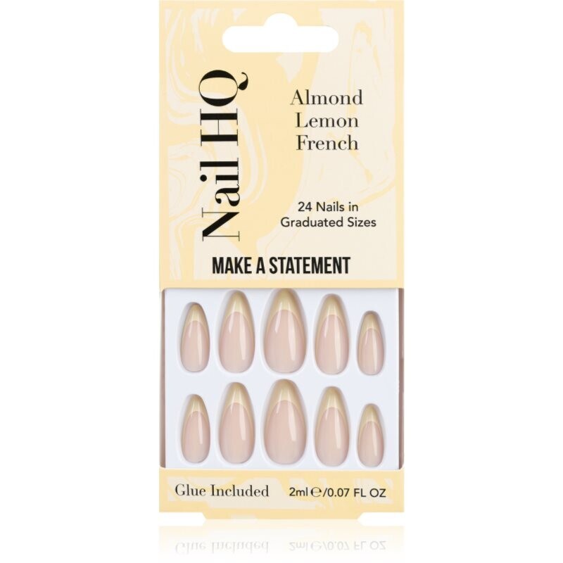 Nail HQ Almond Lemon French false nails with glue 24 pc