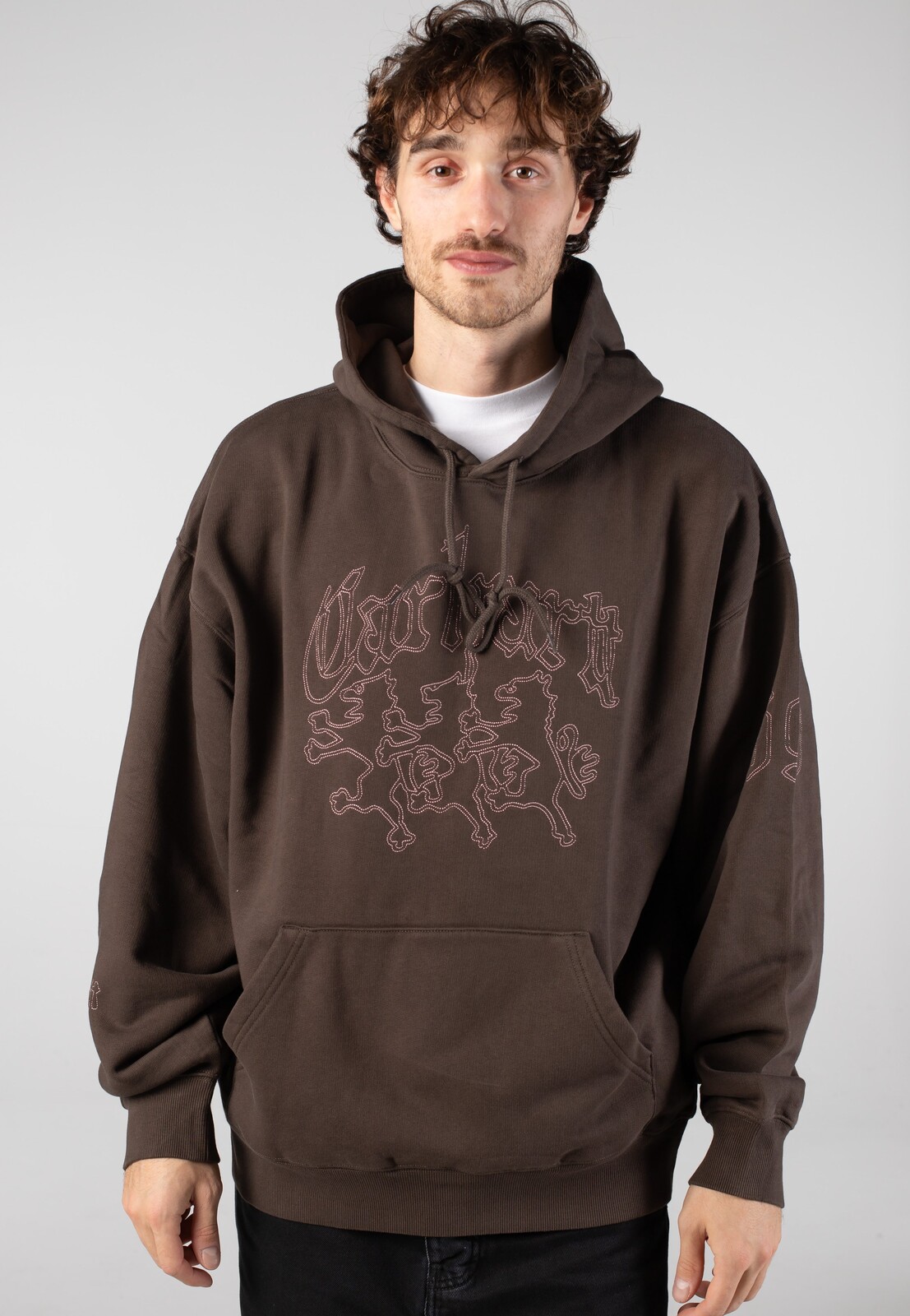 Carhartt WIP - Hooded Hackwork Vitola/Glassy Pink - Hoodie - brown - L - 100% Cotton,Sweat