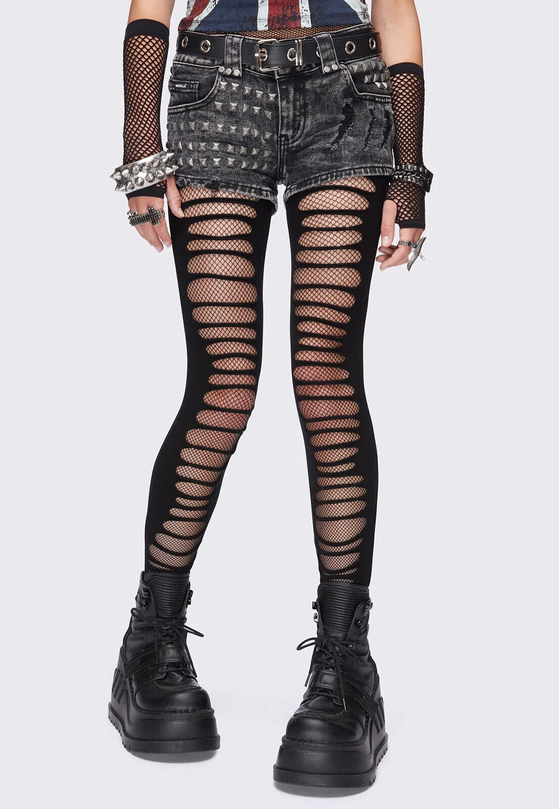 Minga London - Slashed Fishnet Black - Tights - black - Onesize - Jersey